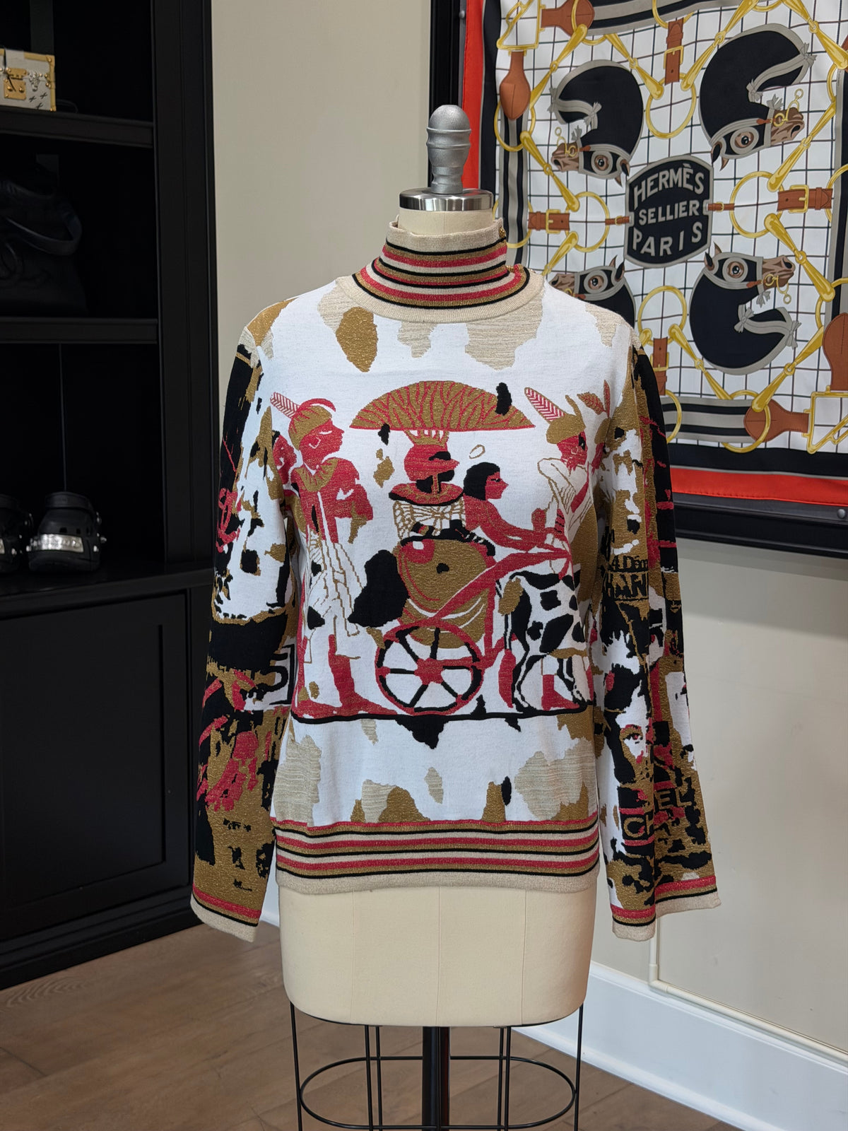 Chanel Egypt Collection Multicolor Portrait Knit Top