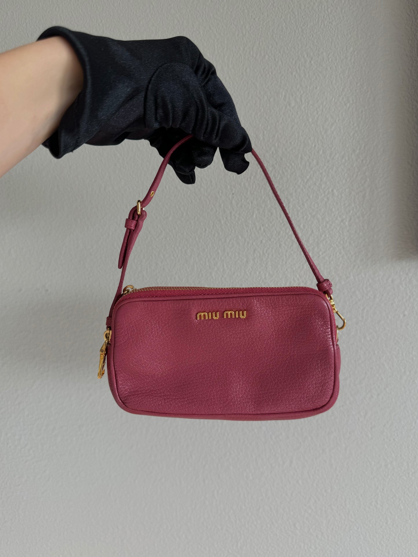 Miu Miu Red Madras Leather Bandoliera Pochette Bag