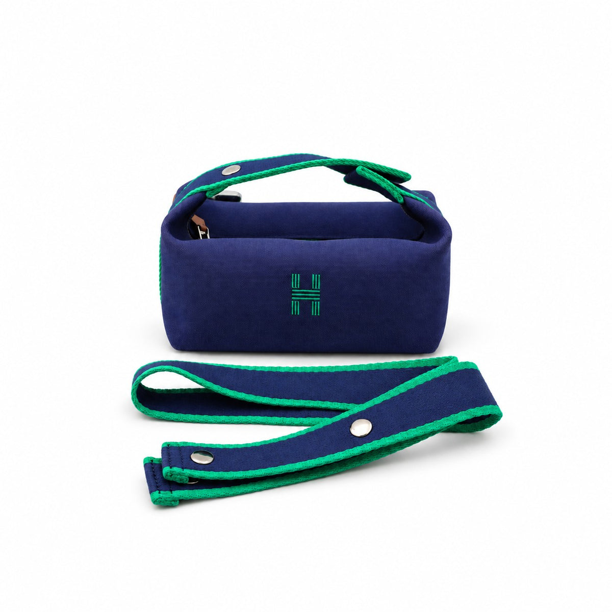 Hermès Canvas Bride-a-Brac PM Case Navy Multicolor PHW