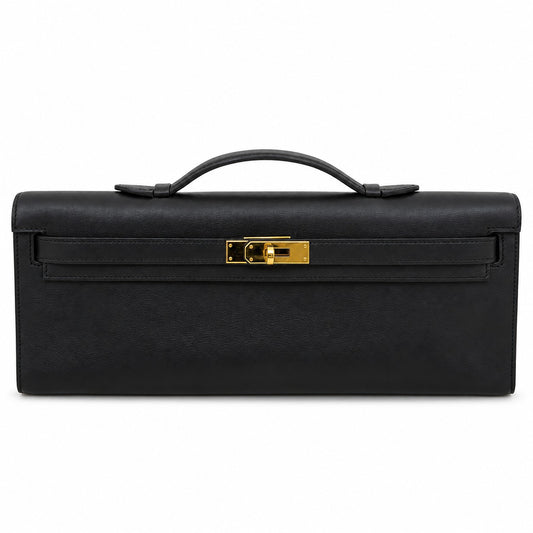 Hermès Kelly Cut Swift Leather, Black, Gold Hardware, X Stamp