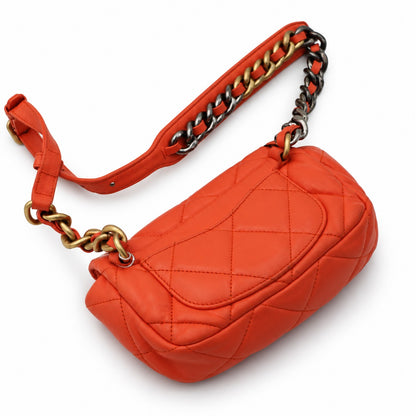 Chanel 19 Orange Quilted Chain Belt Bag