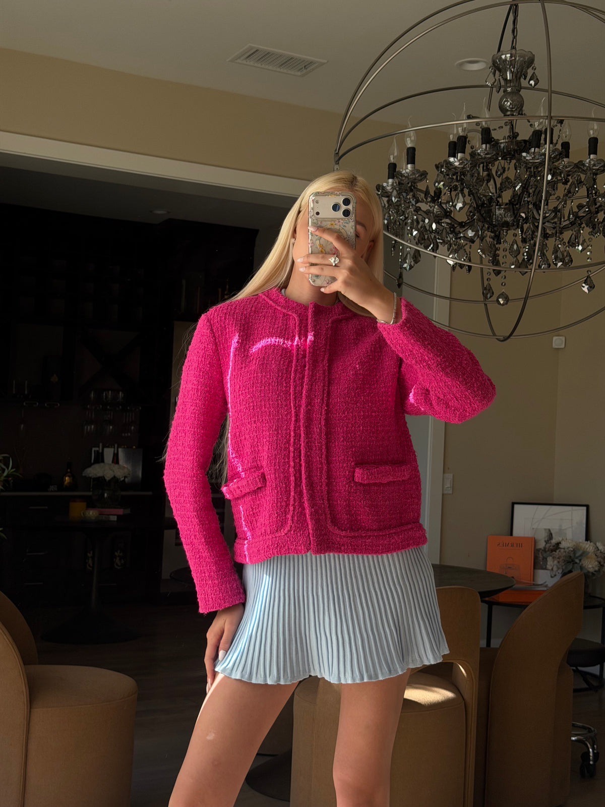 Valentino Pink Limited Bow-Pocket Tweed Jacket