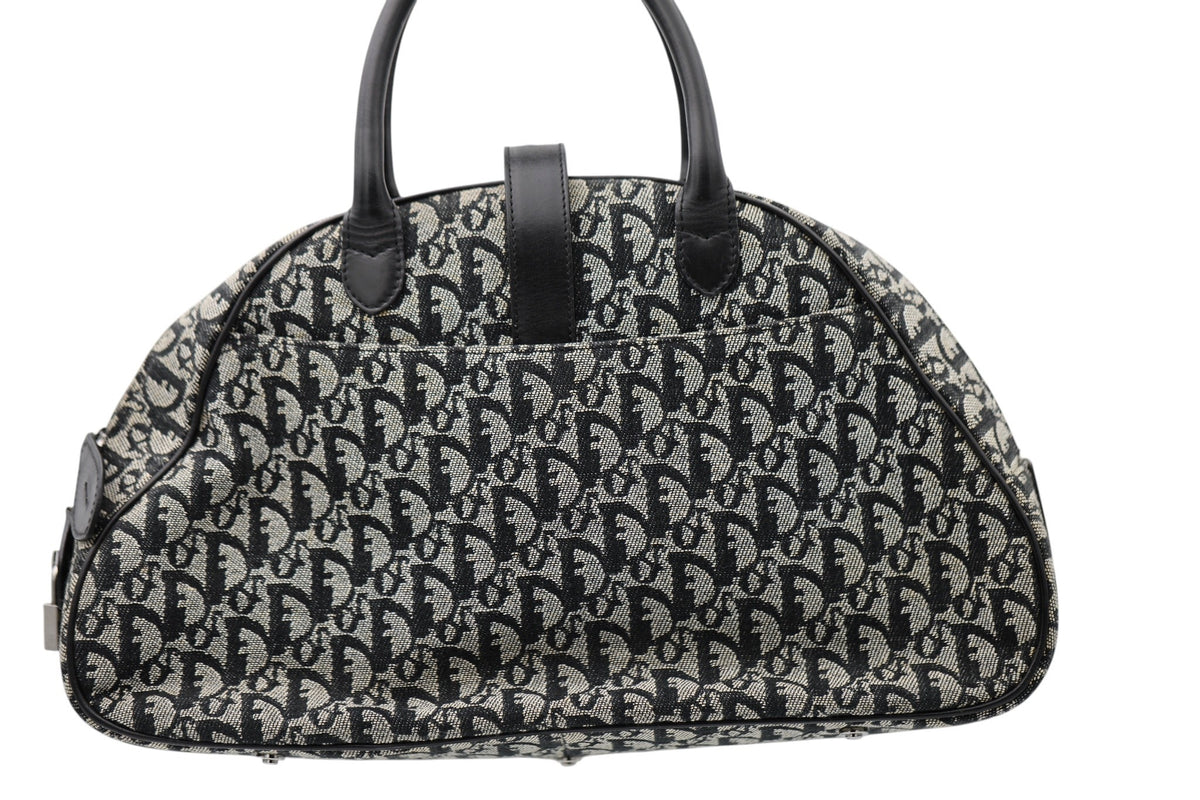 Dior Diorissimo Canvas Frame Satchel Navy Beige SHW