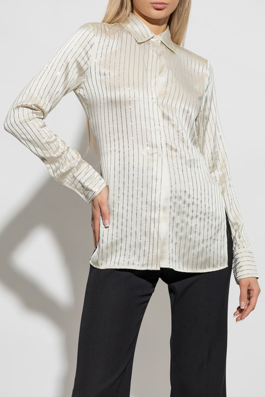 Alexander Wang Off-White Crystal Pinstripe Shirt