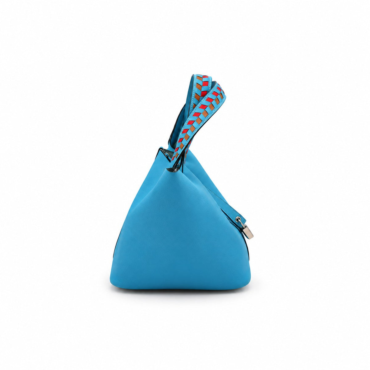 Hermès Leather Tressage de Cuir Picotin Lock 22 Bag Blue SHW