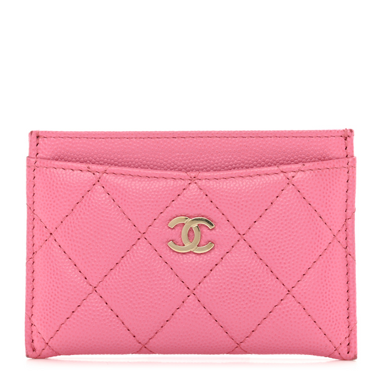 Chanel Caviar Quilted Card Holder Pink