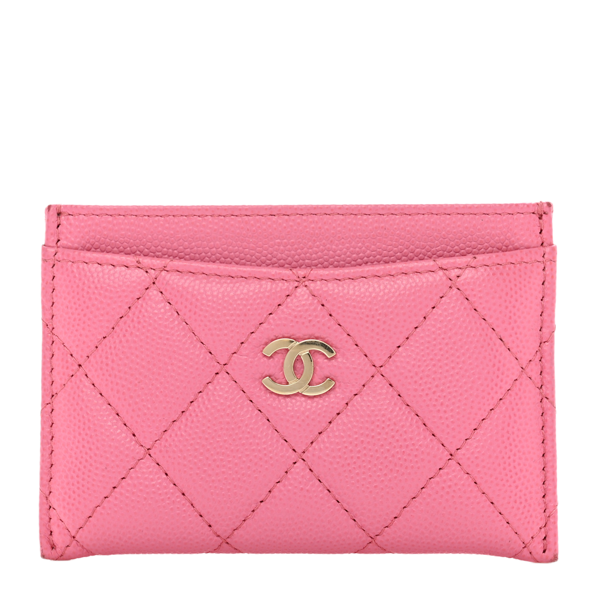 Chanel Caviar Quilted Card Holder Pink