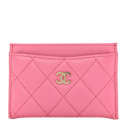 Chanel Caviar Quilted Card Holder Pink