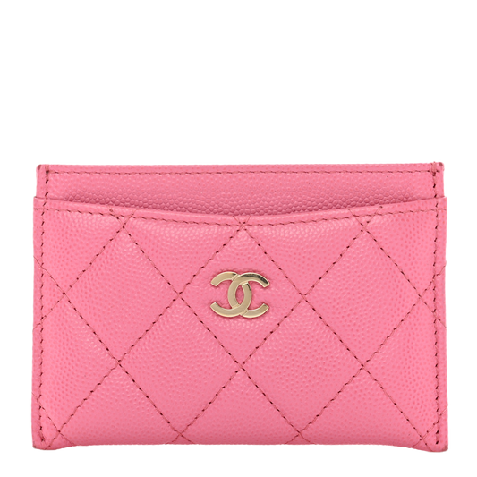 Chanel Caviar Quilted Card Holder Pink