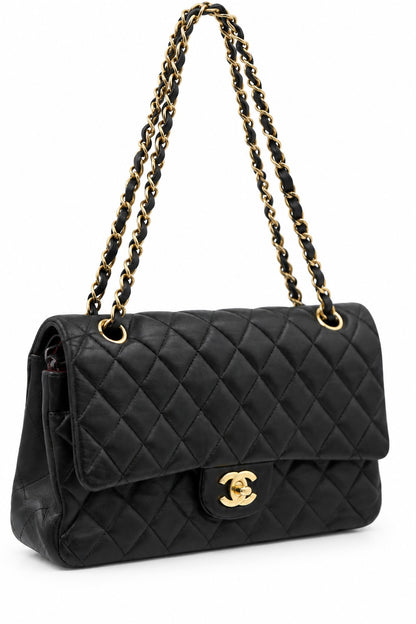 Chanel Quilted Leather Medium Classic Double Flap Black GHW