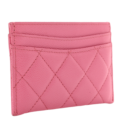Chanel Caviar Quilted Card Holder Pink