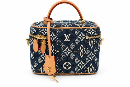 Louis Vuitton Monogram Denim Vanity Top Handle Bag Blue
