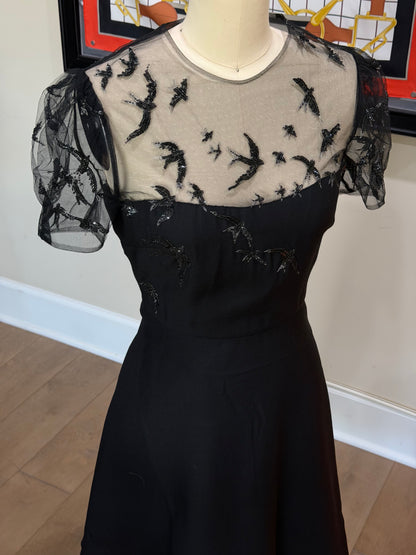 Valentino Black Sequin Embroidered Lace Dress