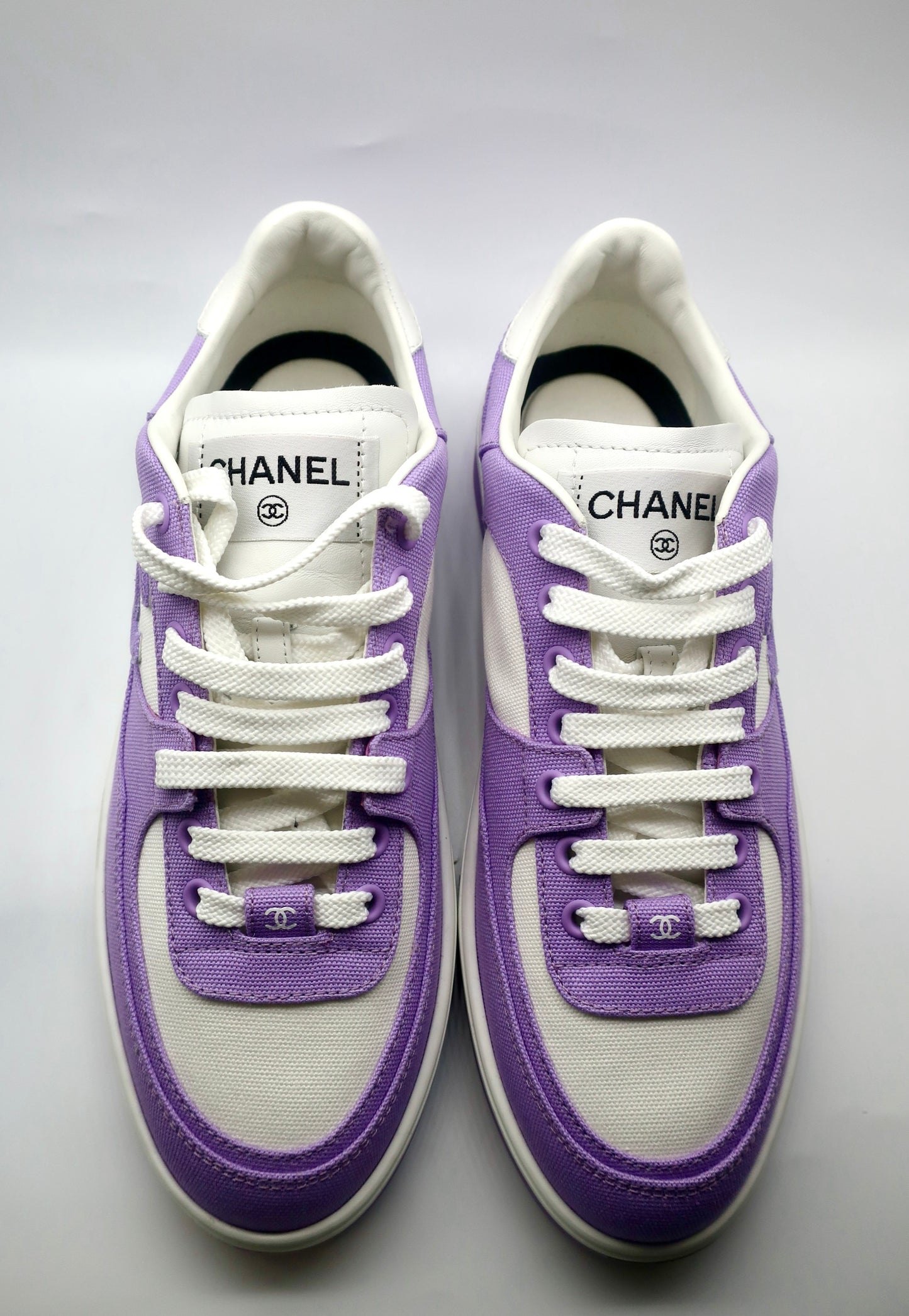 Chanel Cotton Sneakers 39 Purple White