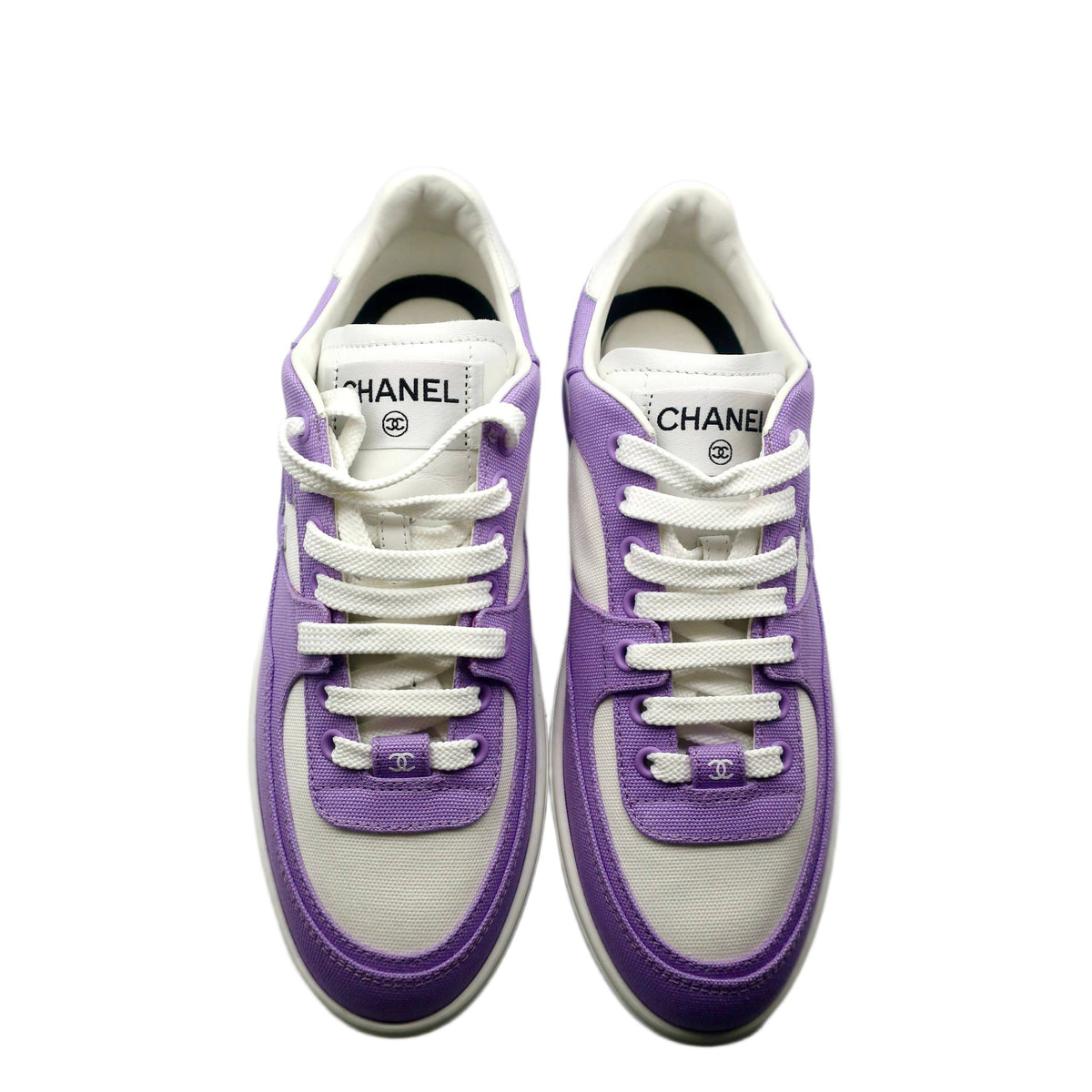 Chanel Cotton Sneakers 39 Purple White