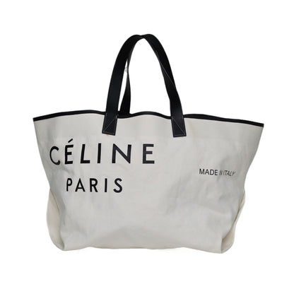Celine Textile Medium Made In Tote White Black