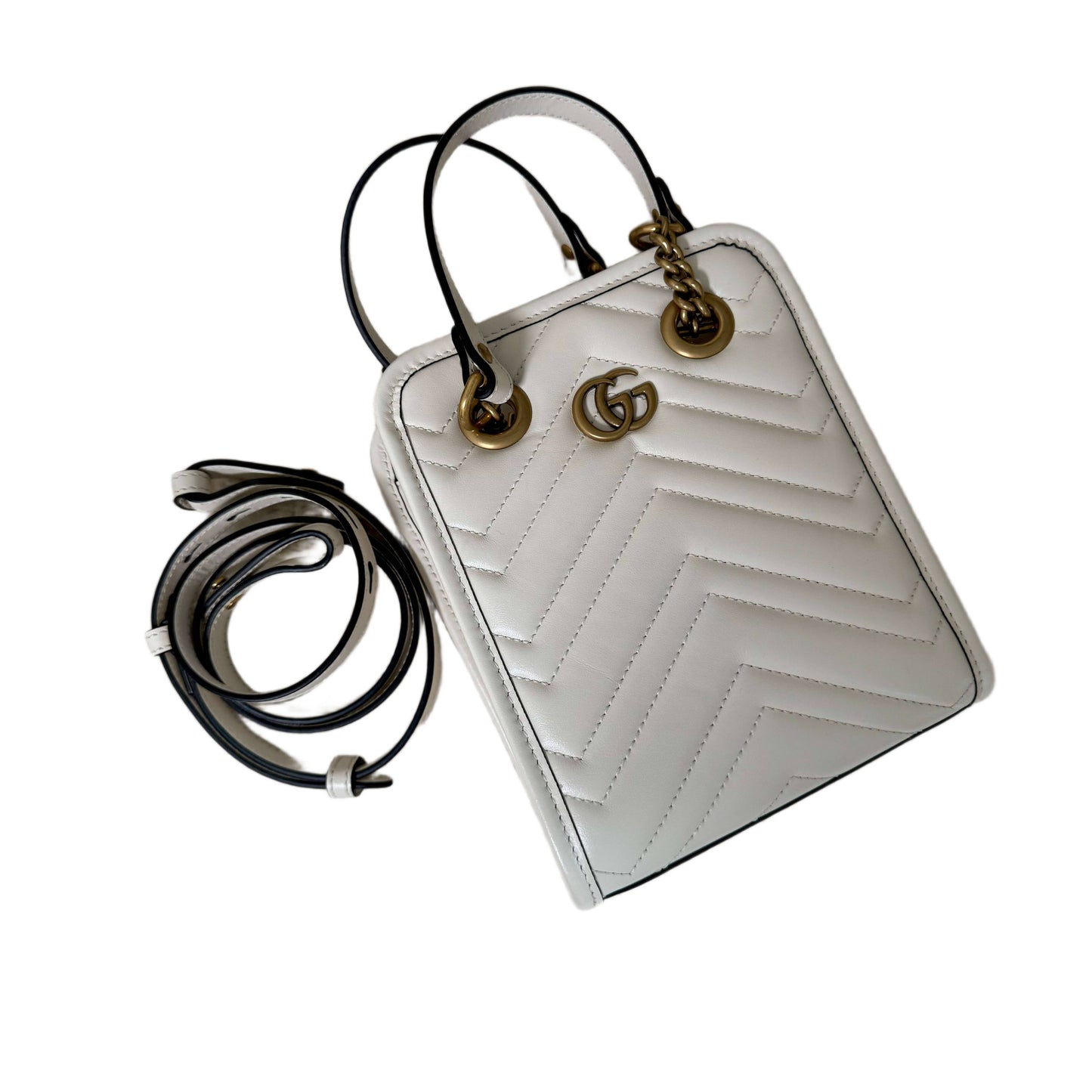 GUCCI GG Marmont White Leather Handbag