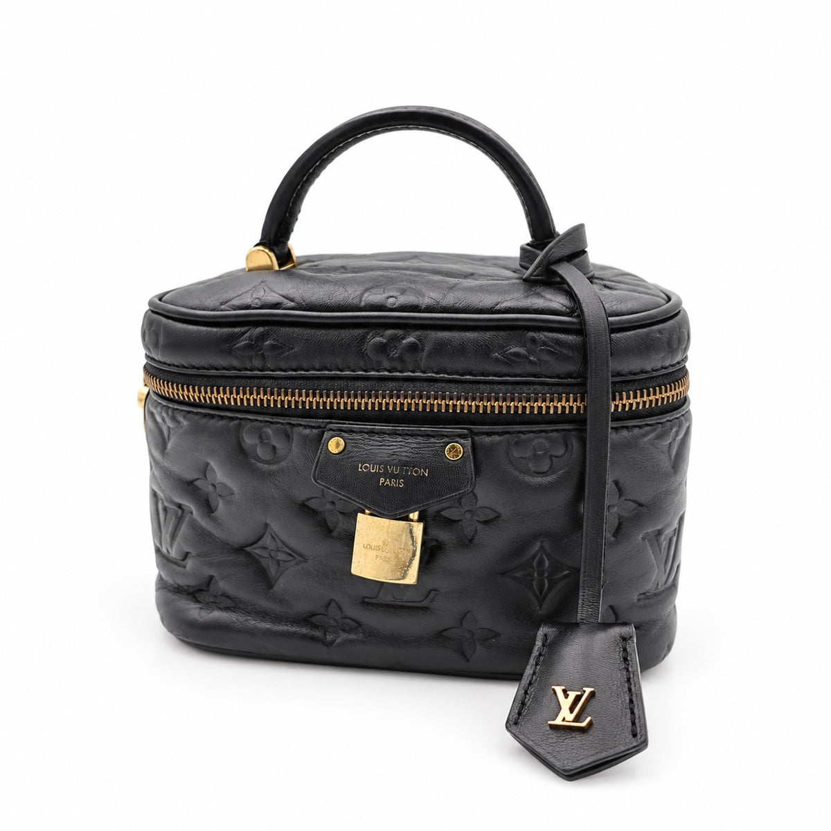 Louis Vuitton Monogram Embossed Leather Vanity NV PM Bag Black GHW