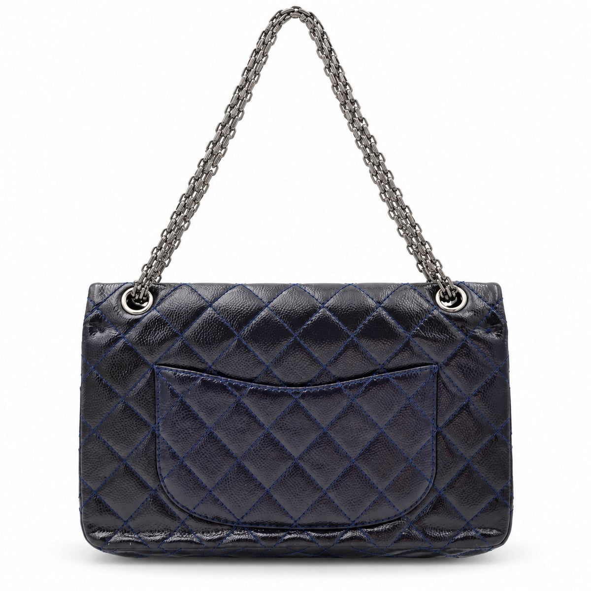 Chanel Aged Calfskin Large 2.55 Reissue 226 Flap Bag Navy Ruthenium