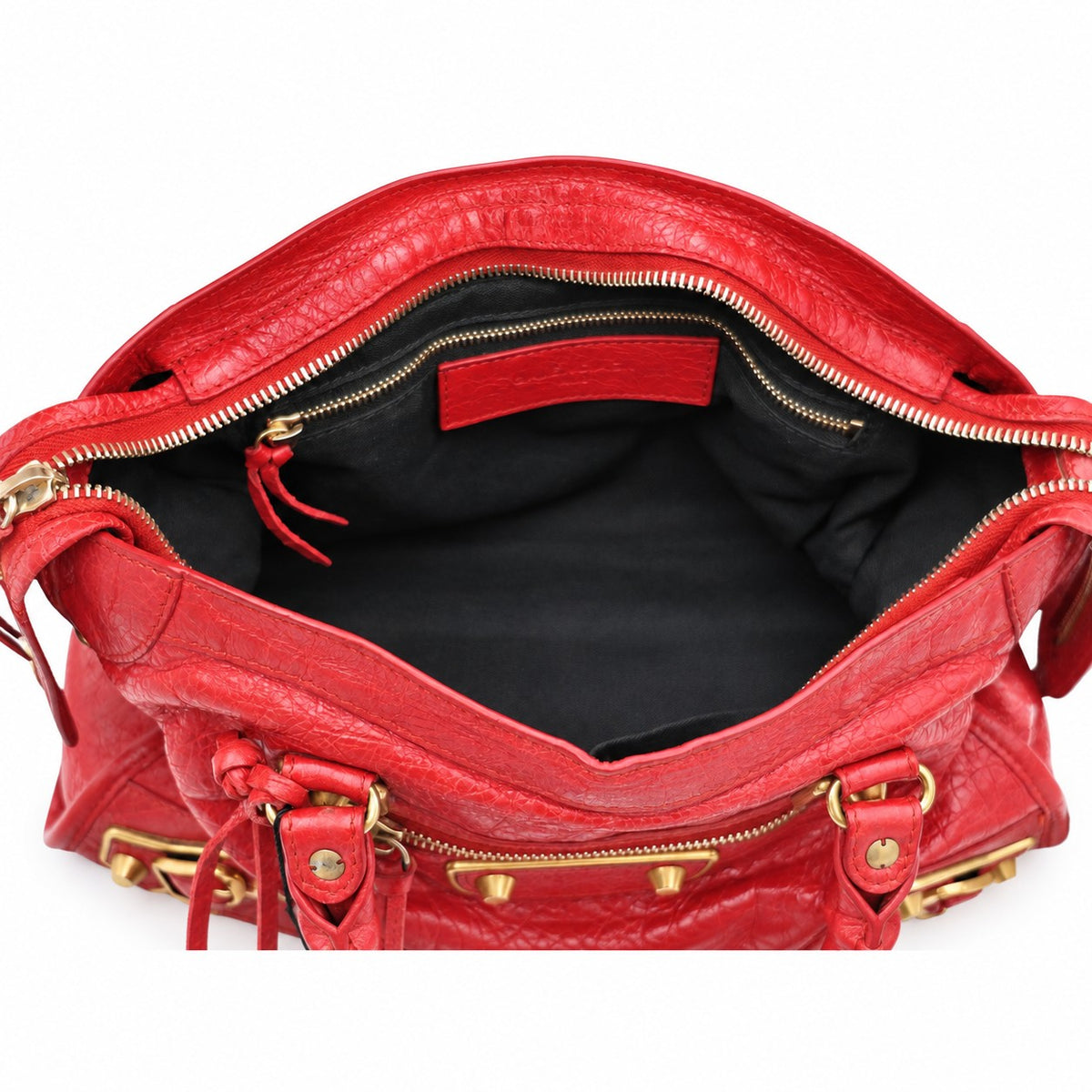Balenciaga Leather Small Metallic Edge City Bag Red GHW