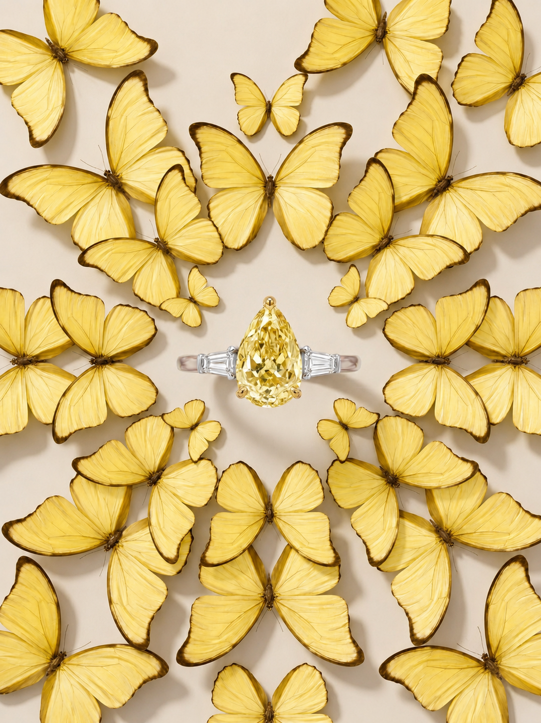 JANARY Pear Modified Brilliant 7.07-Carat Fancy Vivid Yellow Diamond Ring in 18K White Gold