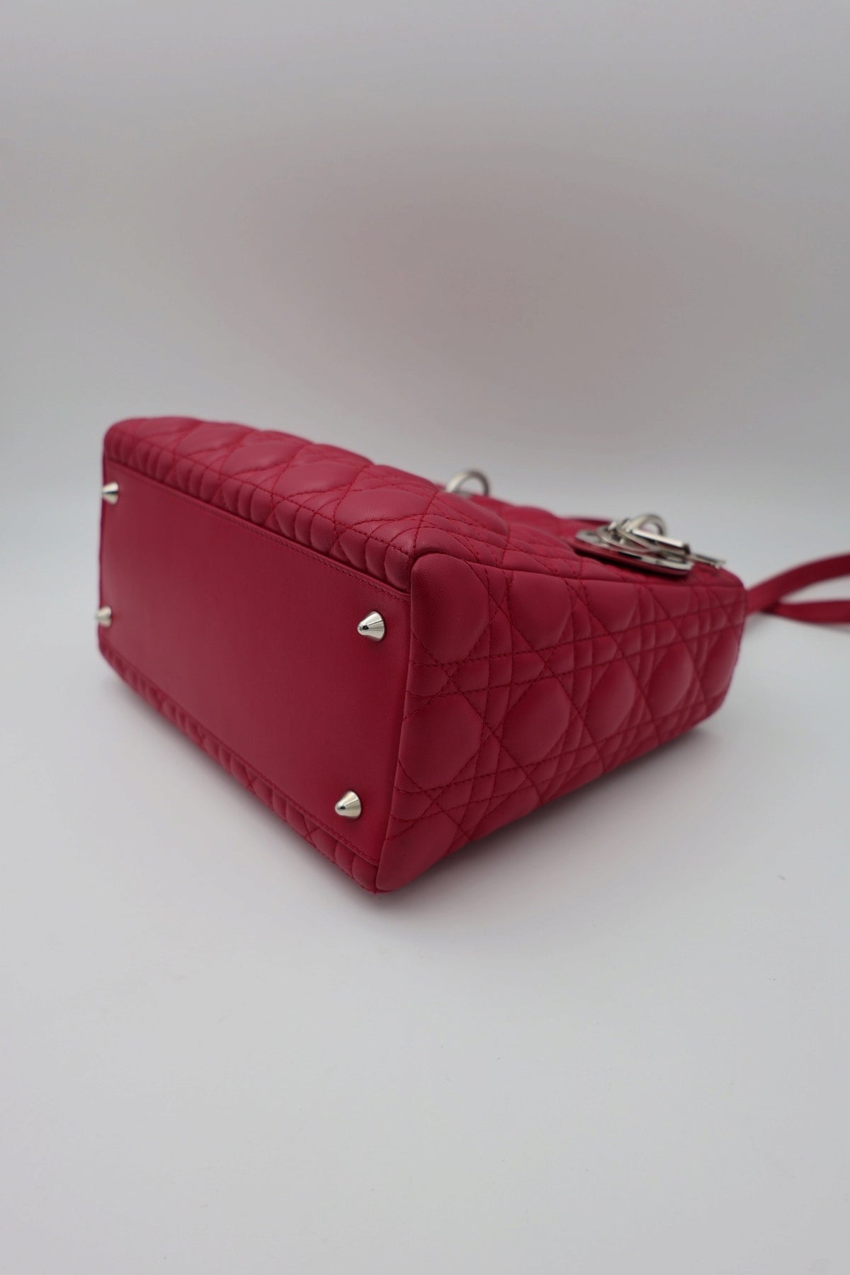 Dior Lady Dior Canage Handbag medium 2WAYShoulder Fuchsia leather