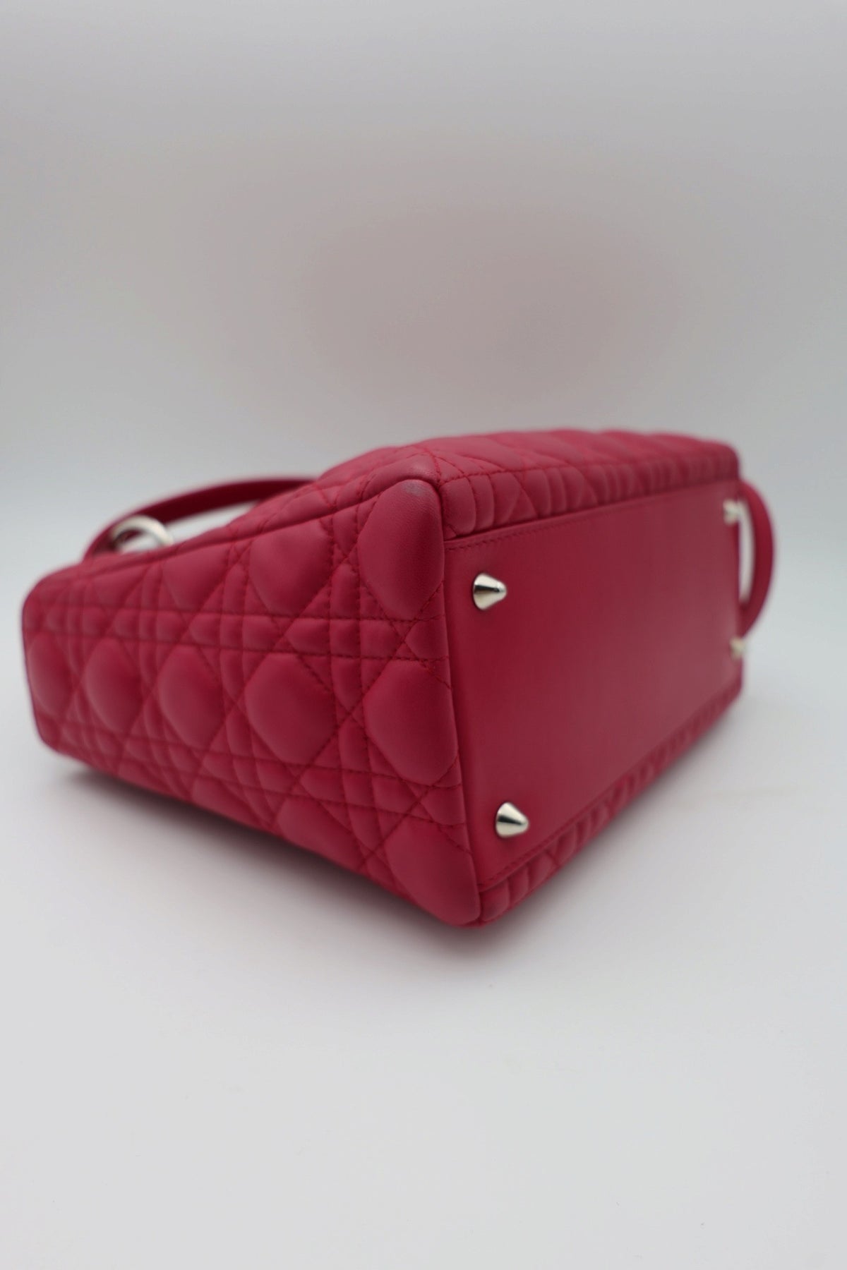 Dior Lady Dior Canage Handbag medium 2WAYShoulder Fuchsia leather