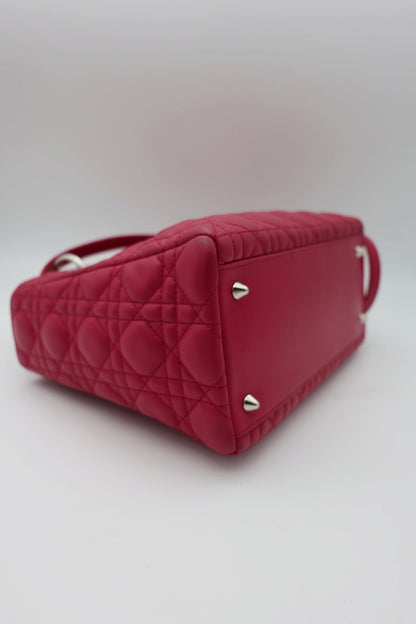 Dior Lady Dior Canage Handbag medium 2WAYShoulder Fuchsia leather