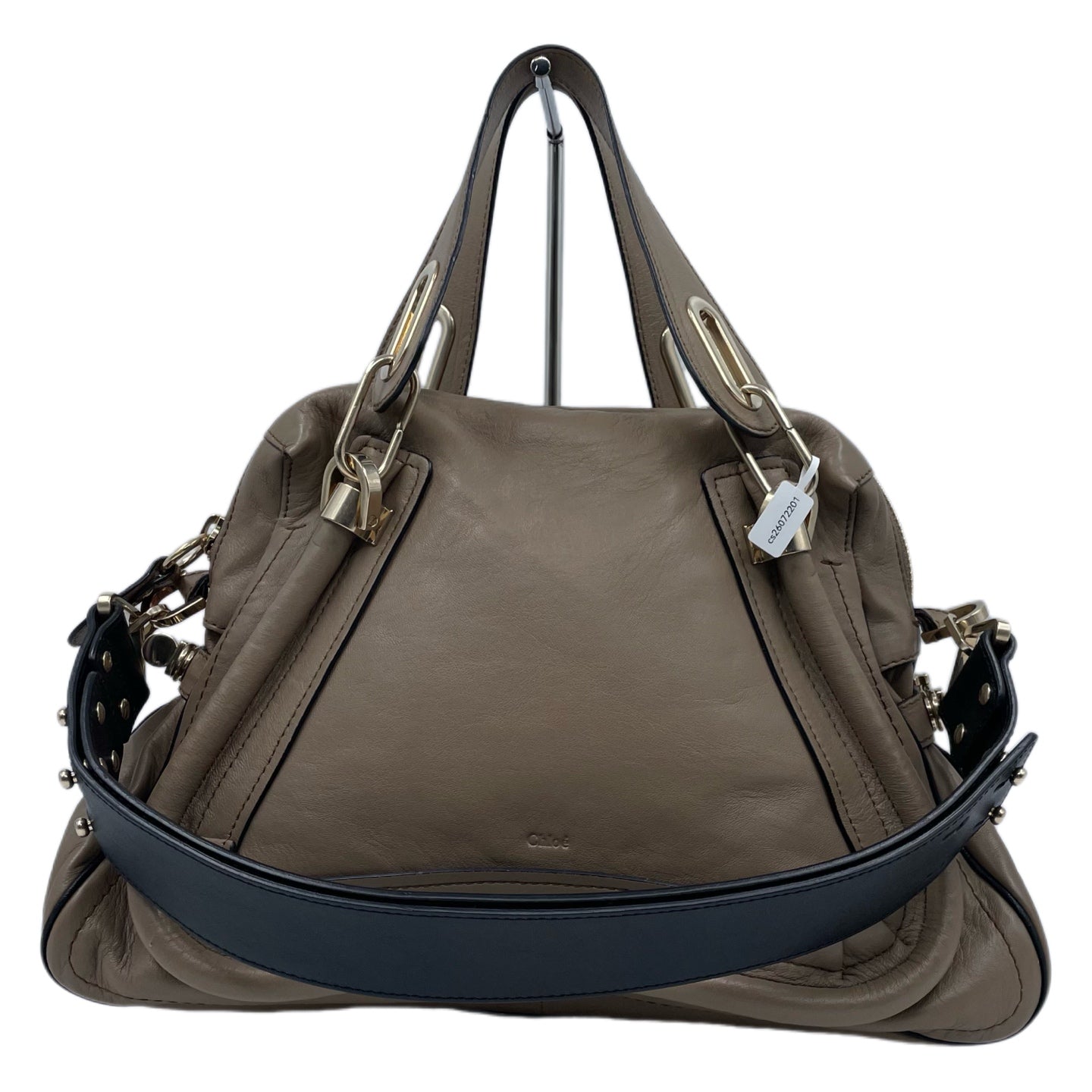 CHLOÉ Leather Medium Paraty Bag Taupe GHW