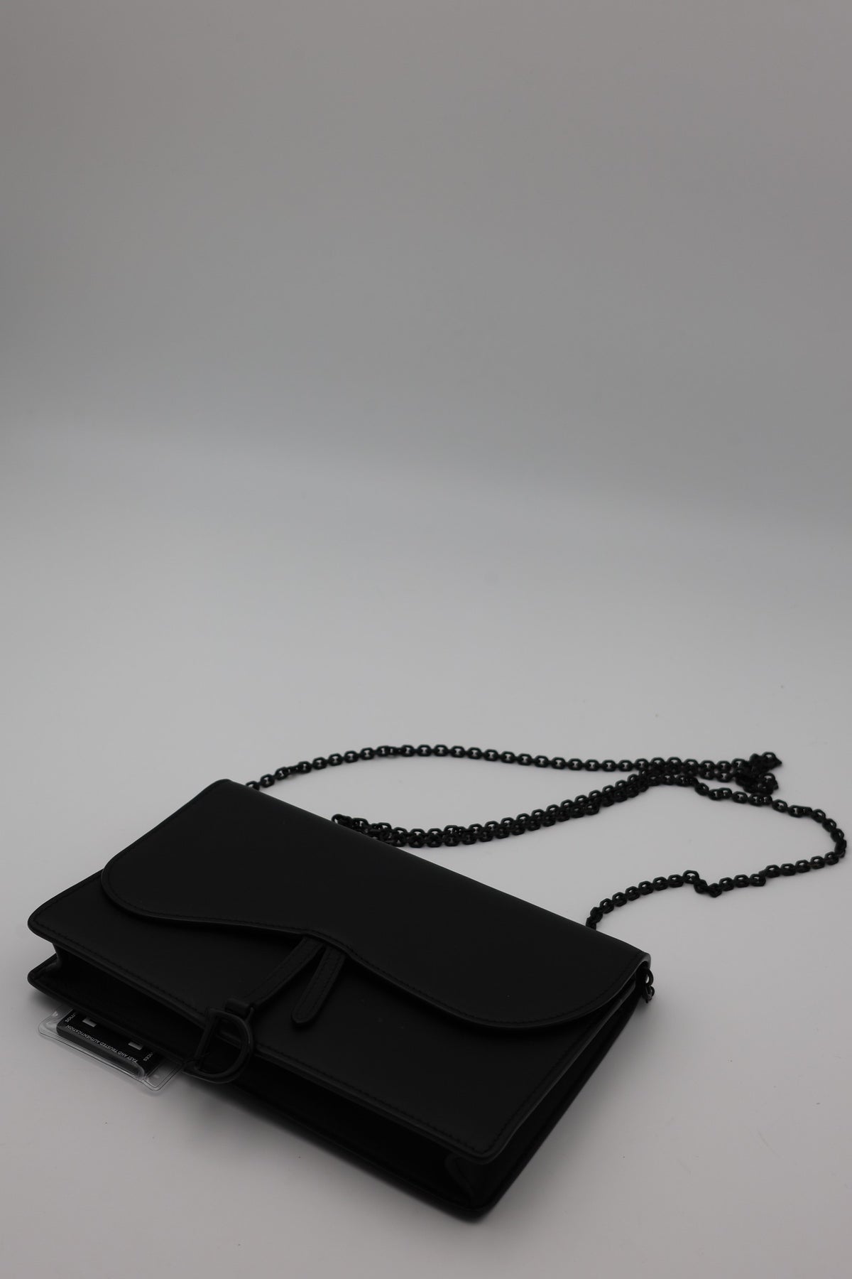 Dior Ultramatte Calfskin Saddle Wallet on Chain Black Black Hardware