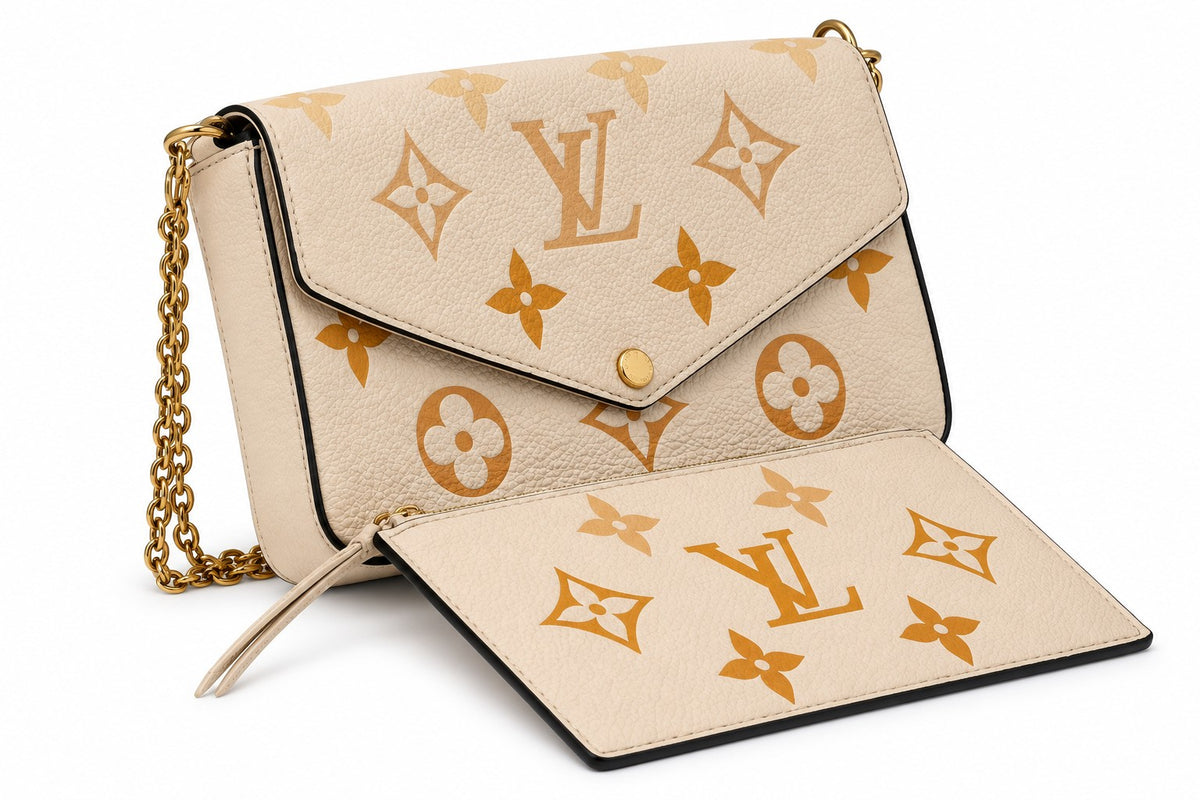 Louis Vuitton Monogram Giant Empreinte Pochette Félicie Cream/Saffron limited edition