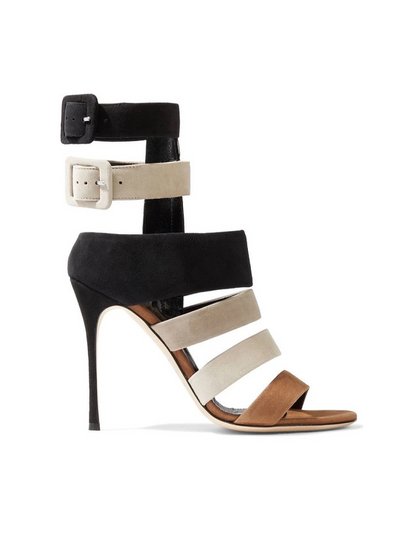 SERGIO ROSSI Baobab 105 buckled color-block suede sandal