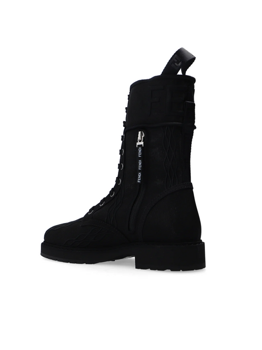 FENDI BLACK ANKLE BOOTS WITH LOGO