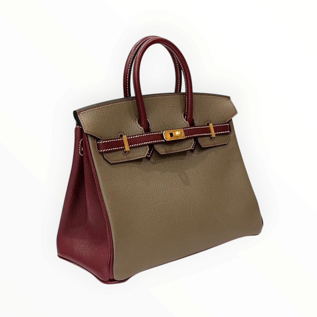 Hermès Birkin 25 HSS Etoupe, Rouge H, Chèvre leather, GHW, Y stamp