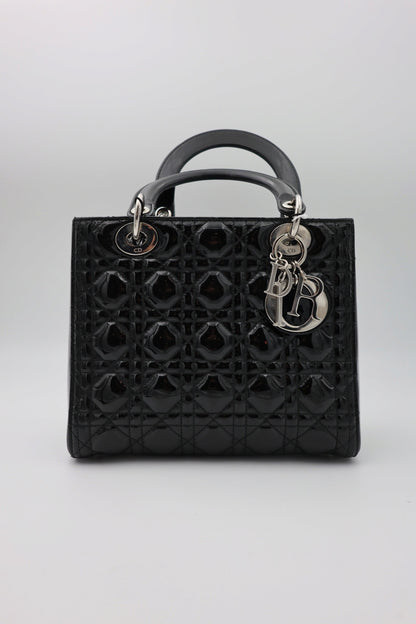 Dior Medium  Lady Dior Black Patent Leather