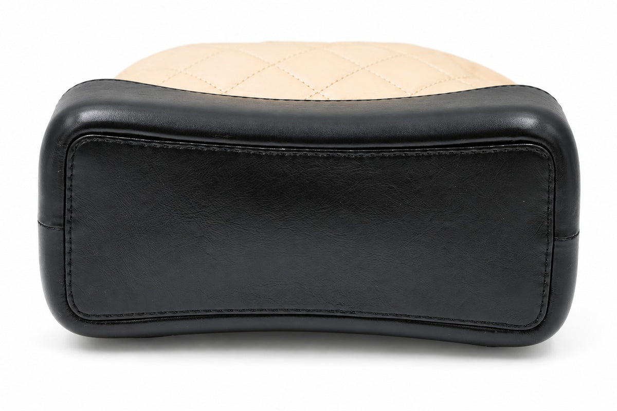 Chanel Quilted Leather Gabrielle Backpack Beige Black SHW