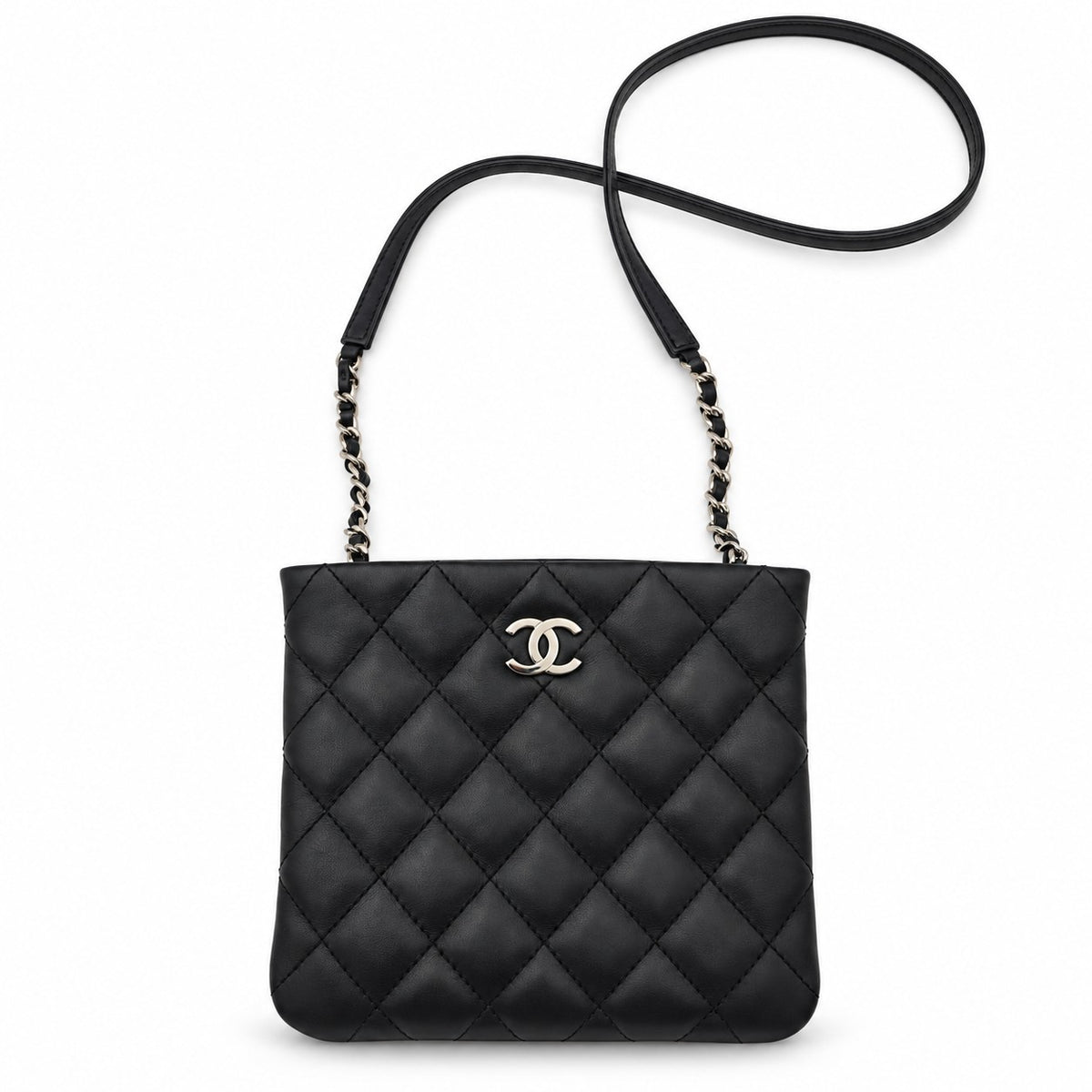 Chanel Quilted Leather Zip Pouch Black SHW