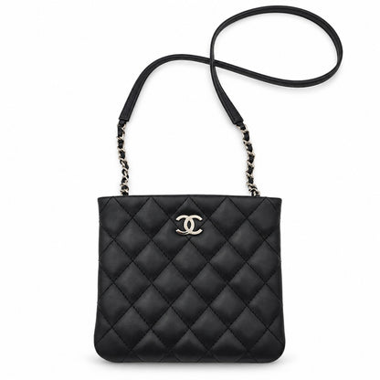 Chanel Quilted Leather Zip Pouch Black SHW