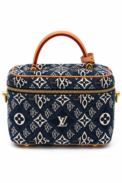 Louis Vuitton Monogram Denim Vanity Top Handle Bag Blue