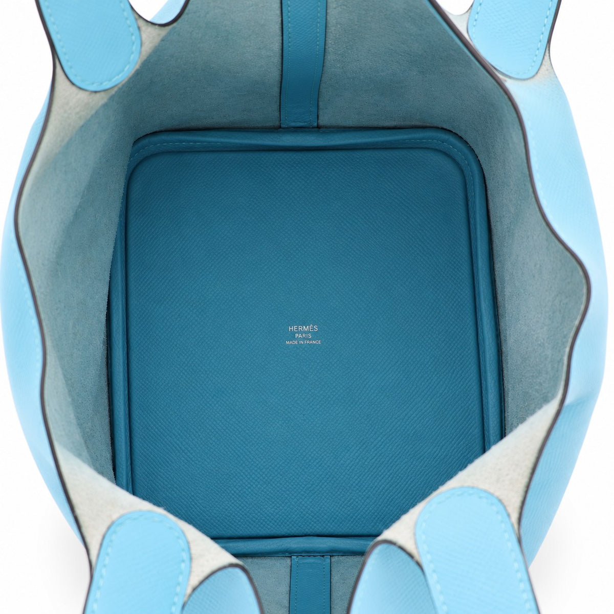 Hermès Leather Tressage de Cuir Picotin Lock 22 Bag Blue SHW