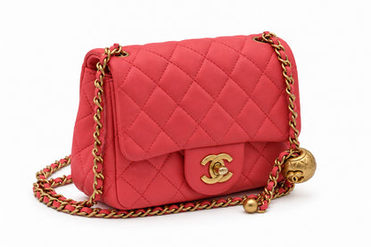 Chanel Quilted Leather Flap Bag Pink GHW