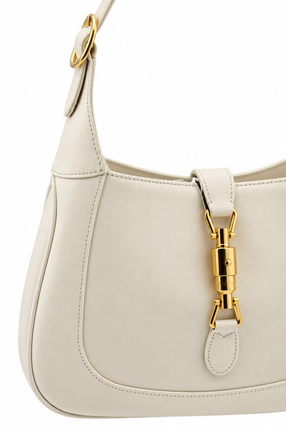 Gucci Leather Jackie Shoulder Bag Ivory GHW