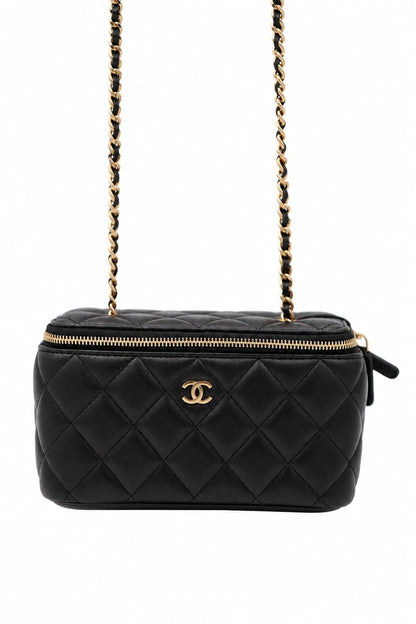 Chanel Quilted Leather Vanity Case Black