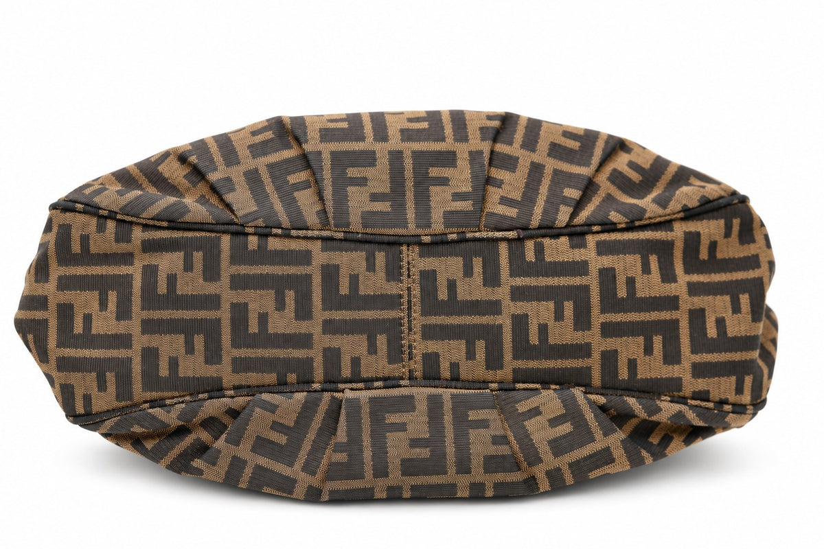 Fendi Tobacco Zucca Canvas and Patent Leather Mia Flap Shoulder Bag
