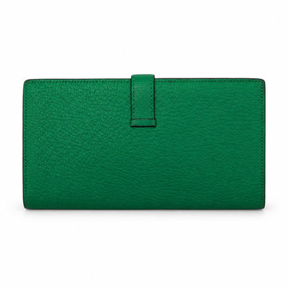Hermès Leather Béarn Wallet Green SHW