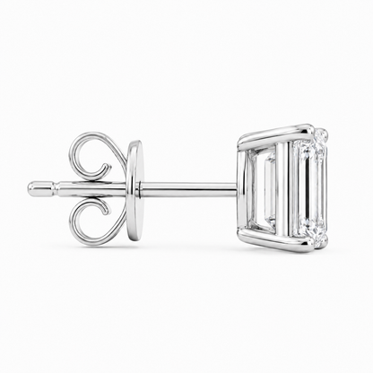 JANARY Emerald Cut 4-Carat Diamond Stud Earrings in 18K White Gold