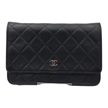 Chanel Quilted Caviar Leather Wallet on Chain Black SHW