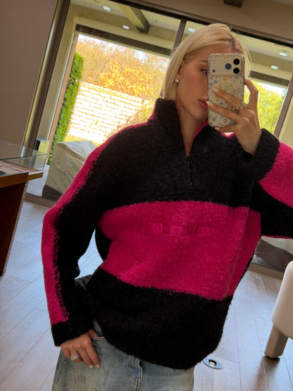 Louis Vuitton Contrast Logo Half-Zip Teddy Sweater