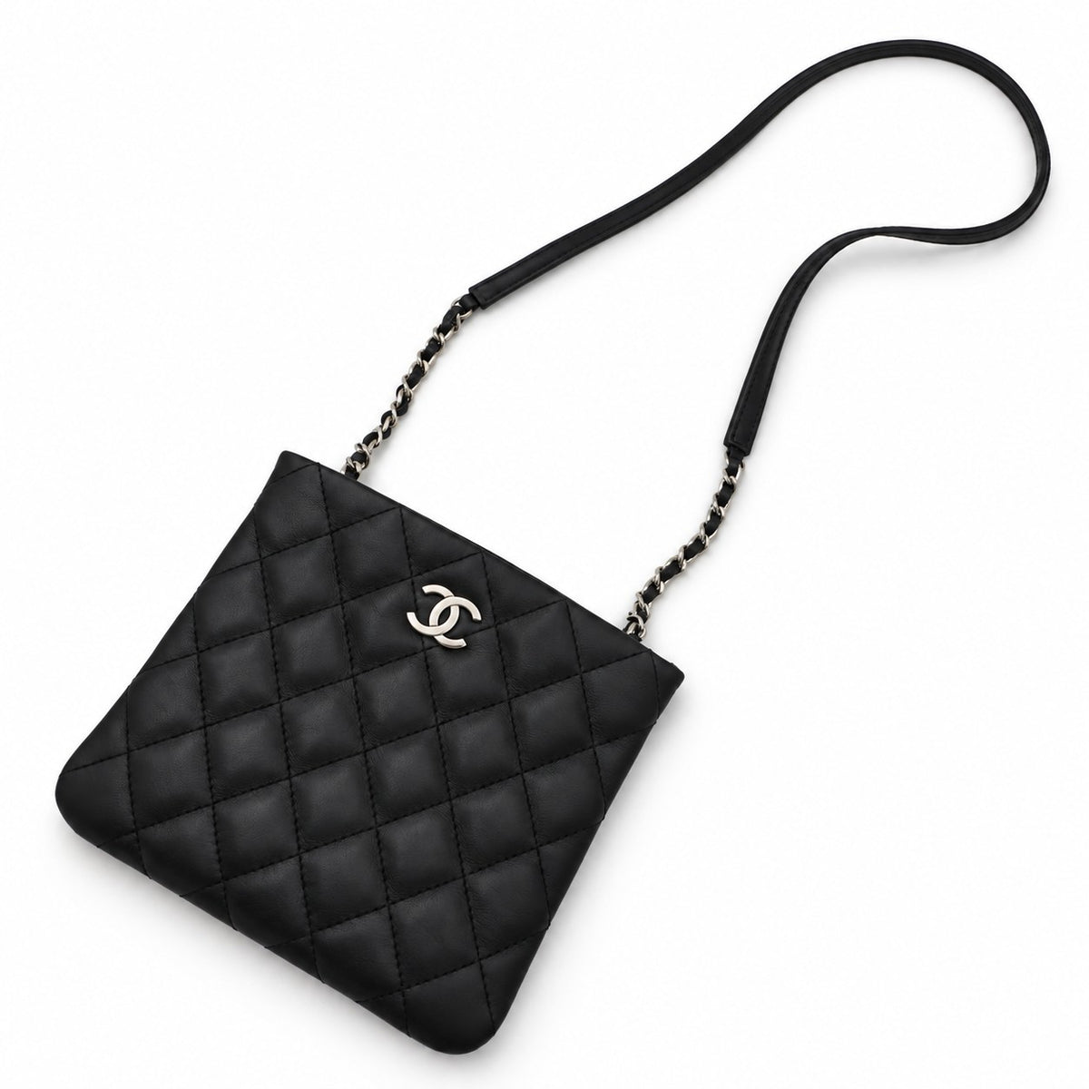 Chanel Quilted Leather Zip Pouch Black SHW