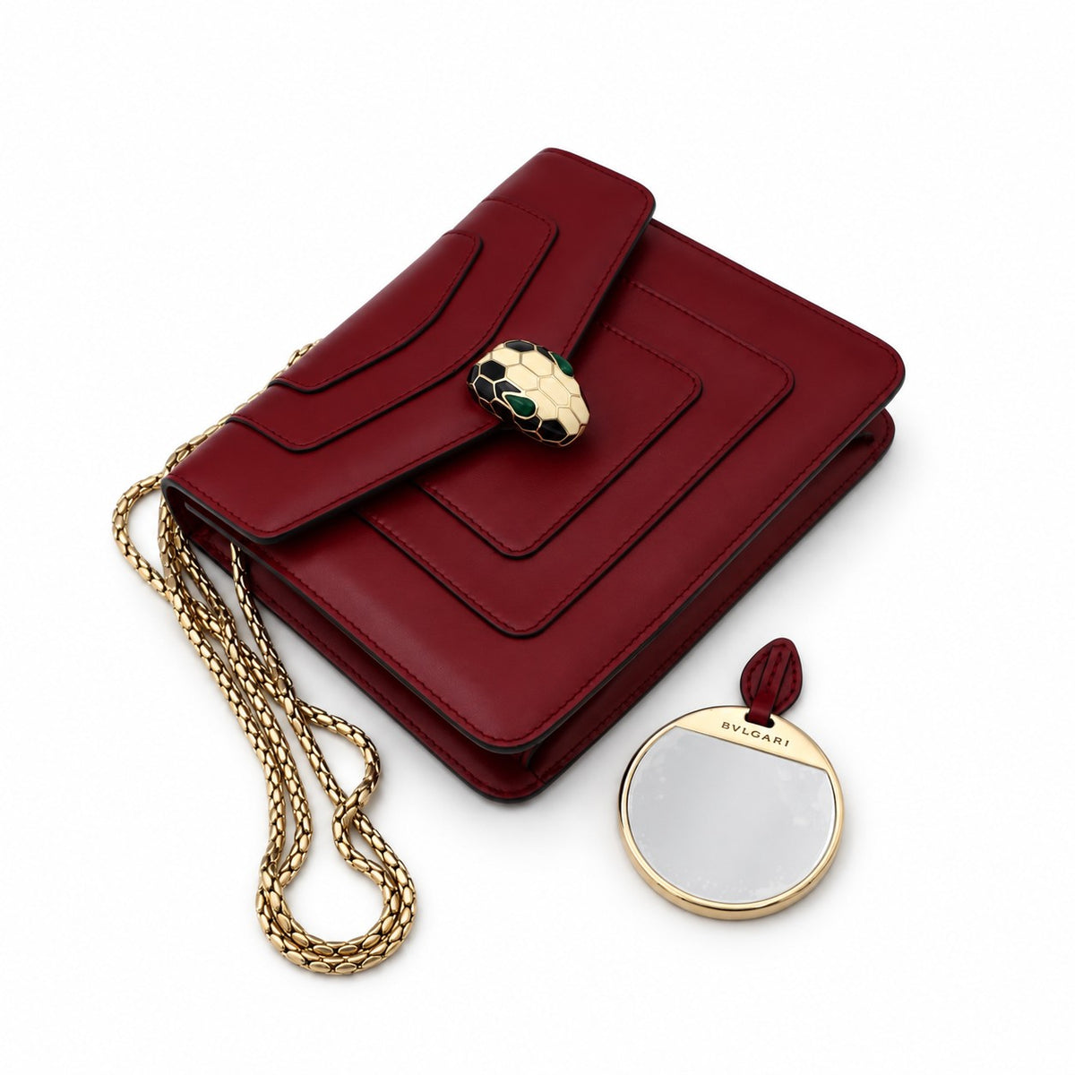 Bvlgari Leather Serpenti Forever Shoulder Bag Burgundy